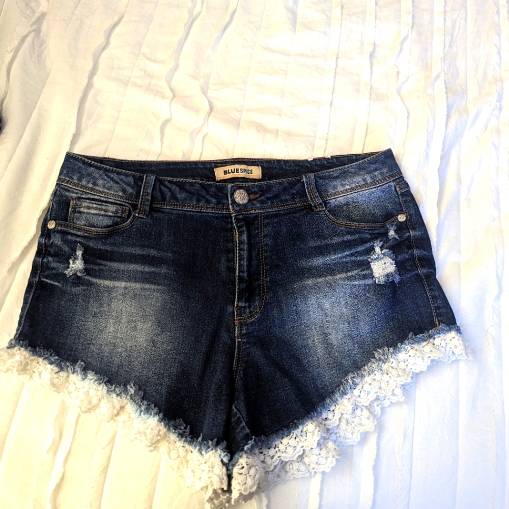 Blue spice jean shorts